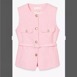 Zara Pink Sleeveless Blouse with Belt